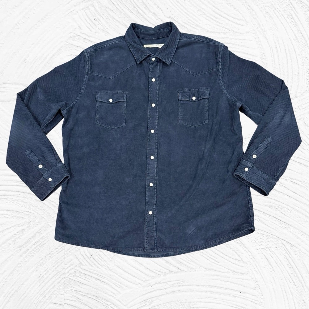 Teleria Zed TZ Roper Pearl Snap Shirt Men's XXXL Blue Corduroy Western